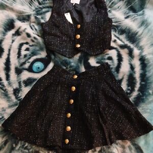 Chic Black and Gold Formal Skirt Set